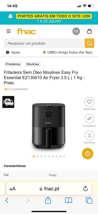 NOVA Fritadeira Sem Óleo Moulinex Easy Fry