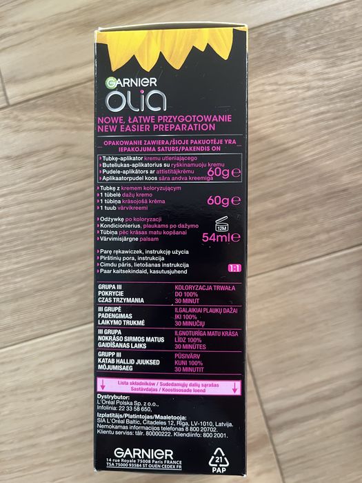 GARNIER OLIA 6.0 Jasny brąz Farba do włosów 3 sztuki nowe