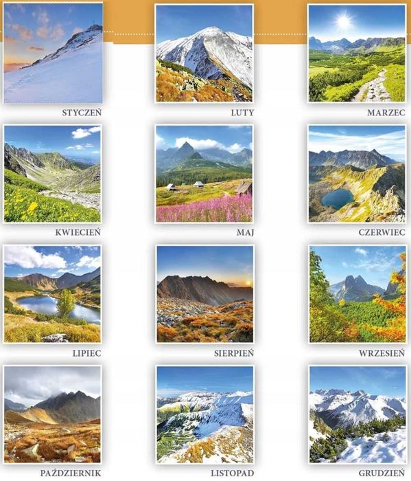 Kalendarz 2026 ścienny 30x60cm duży planszowy na spirali TATRY
