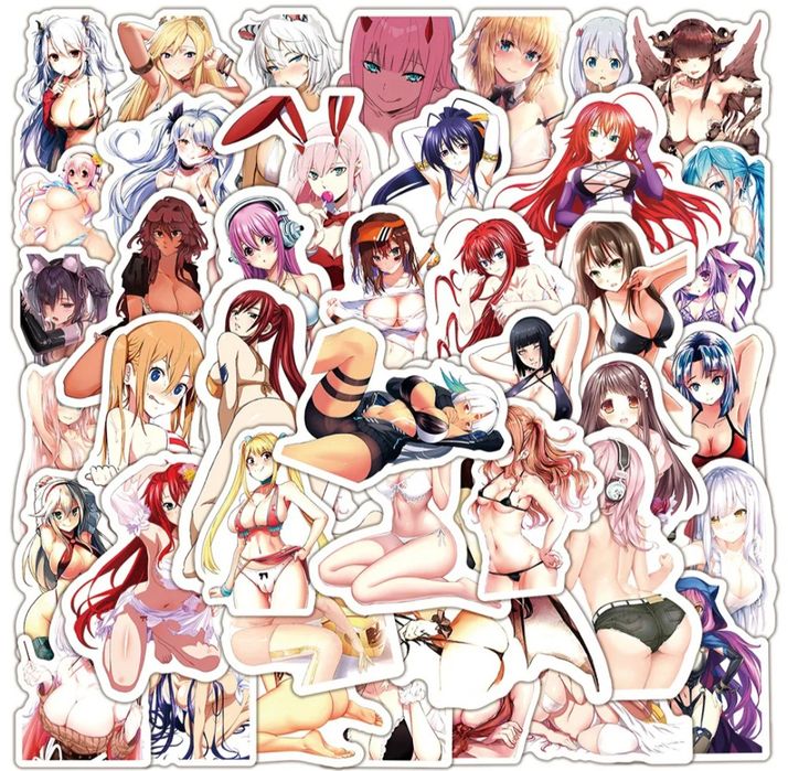 Виниловыe наклейки стикеры аниме секси девушки в купальниках