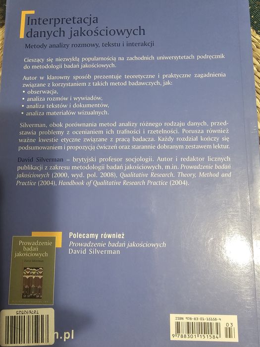 Książka Interpretacja danych jakościowych D.Silverman