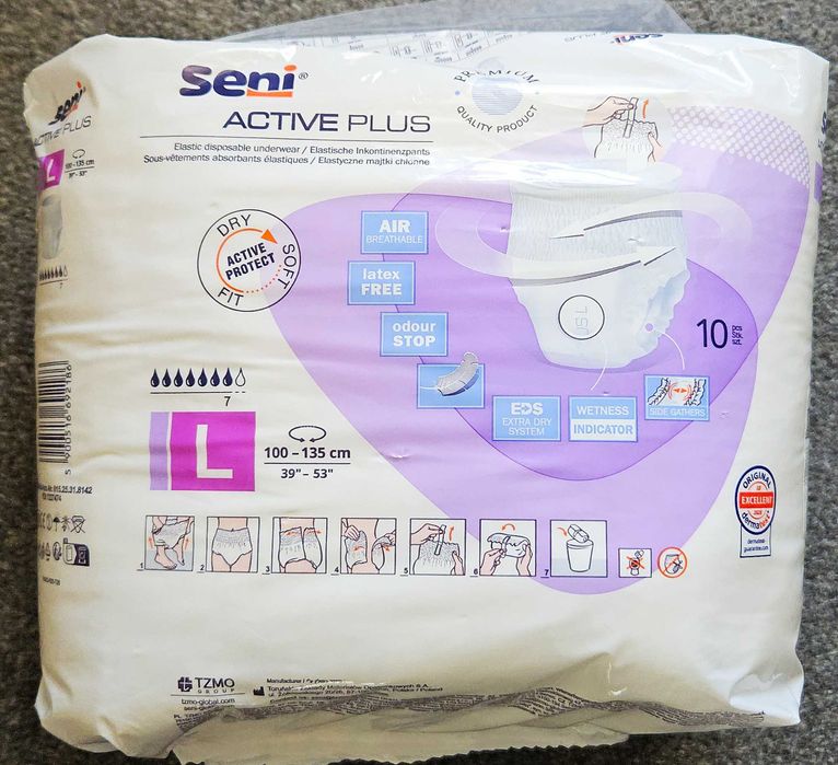 Pieluchy Pieluchomajtki SENI ACTIVE PLUS L, SUPER PLUS XL, SUPER TRIO XL zestaw