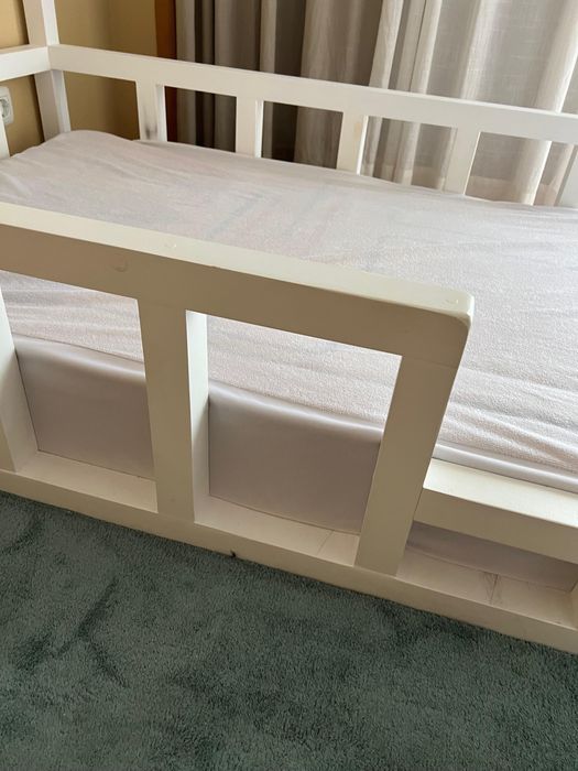 Cama criança Montessori madeira branca 200x90