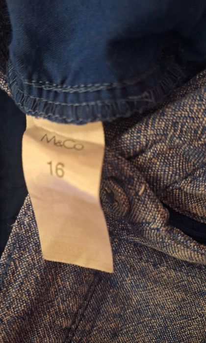 Spodnie damskie, lniane, wiskoza, chambray, M&Co r. 16/L