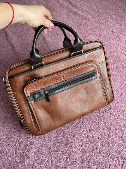 Портфель сумка натуральна шкіра чоловічій DA MILANO