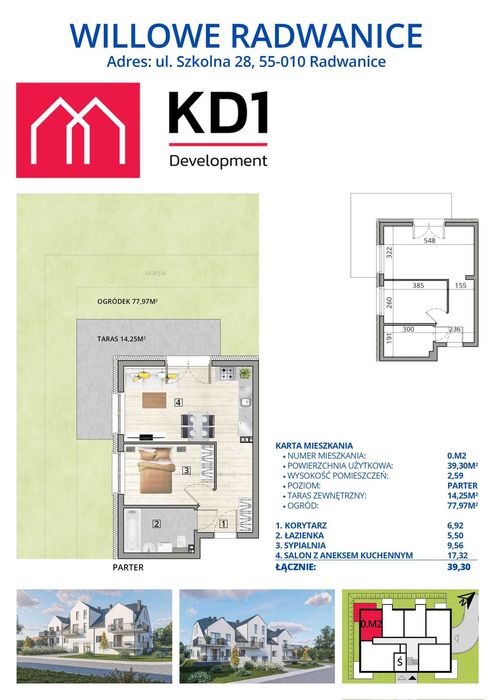 NA SPRZEDAŻ - mieszkanie ok. 40 m2 + taras ok. 14 m2 + ogród ok. 78 m2