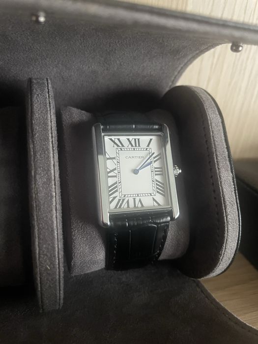 Nowy zegarek jak Cartier - prostokątna koperta tank - czarny pasek