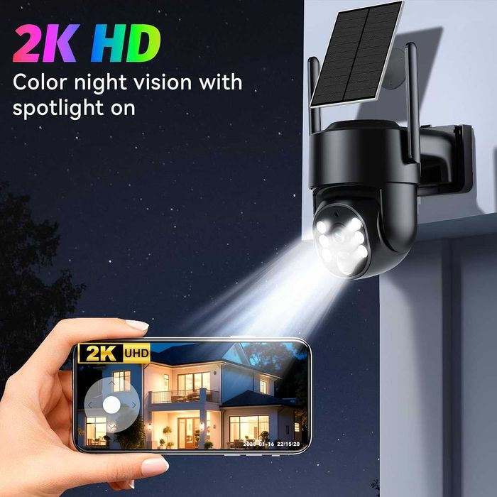 SULORON 4021-CD Kamera zewnętrzna 2K 4MP PTZ 360° + panel solarny WiFi 2,4/5 GHz