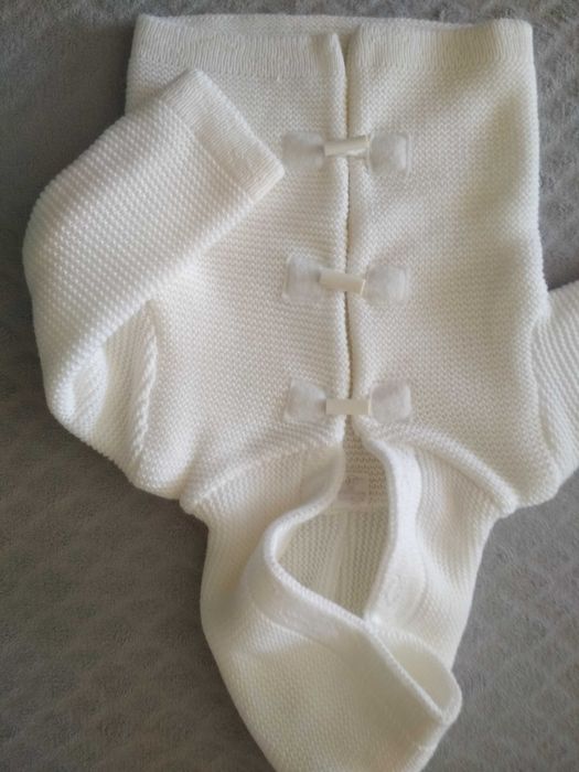 Komplet chłopię chrzest r.74 Body spodnie sweter kaptur wiosna Artex