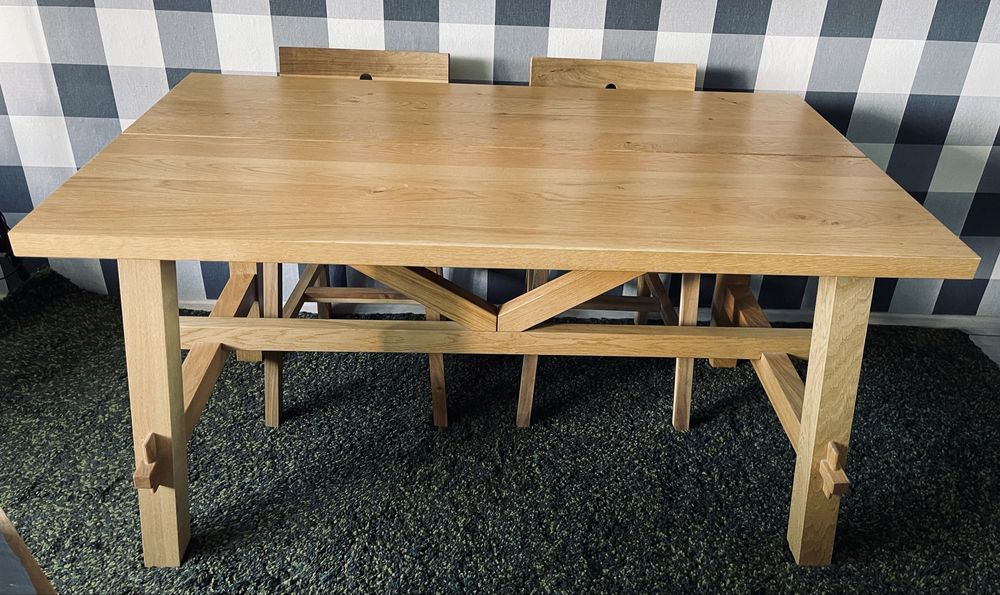 Drewniany stół Ikea Morbylanga 4 krzesla Skogsta gratis poduszki!