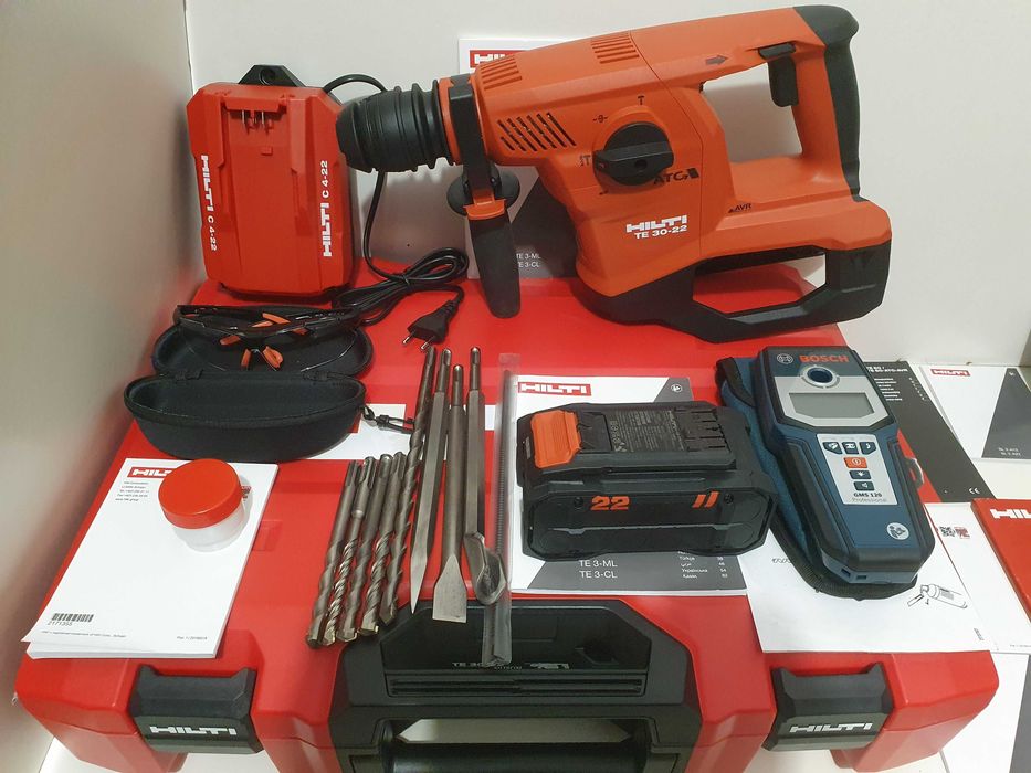 Komplet narzedzi HILTI TE 30-22 NURON młot+wykrywacz BOSCH GMS 120 bti