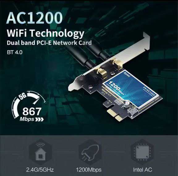 WiFi PCI-E  сетевая карта FENVI 1200 Мбит/с  + Bluetooth4.0
