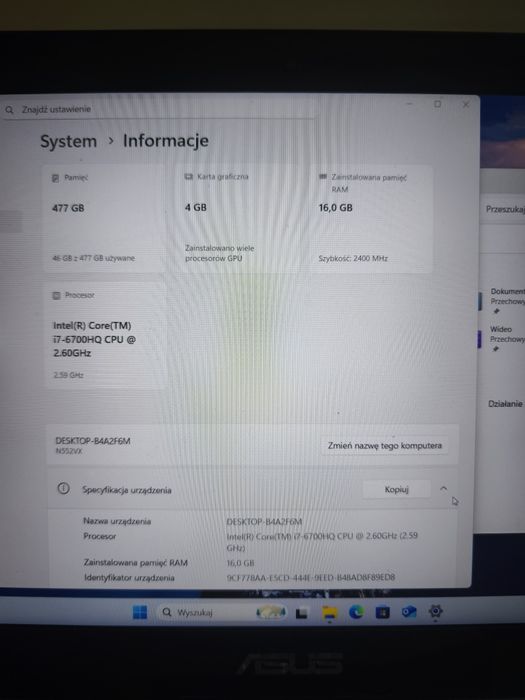 Asus NVIDIA GeForce GTX 950m 16ram SSD
