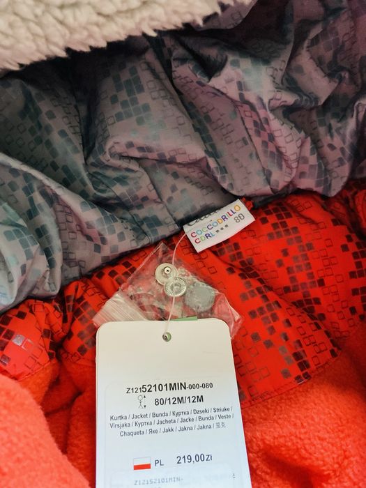 80 NOWY Coccodrillo Kombinezon zimowy 3 cz. Kurtka Spodnie rękawiczki