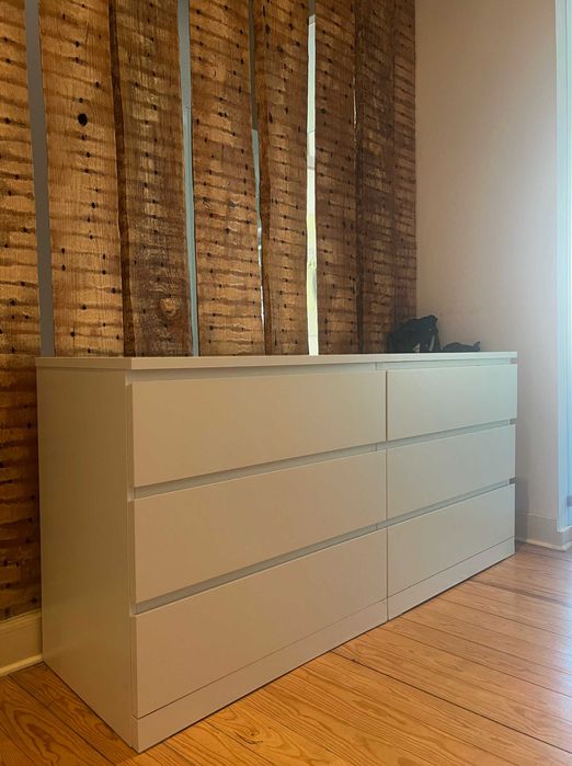 MALM - Cómoda c/6 gavetas, branco, 160x78 cm