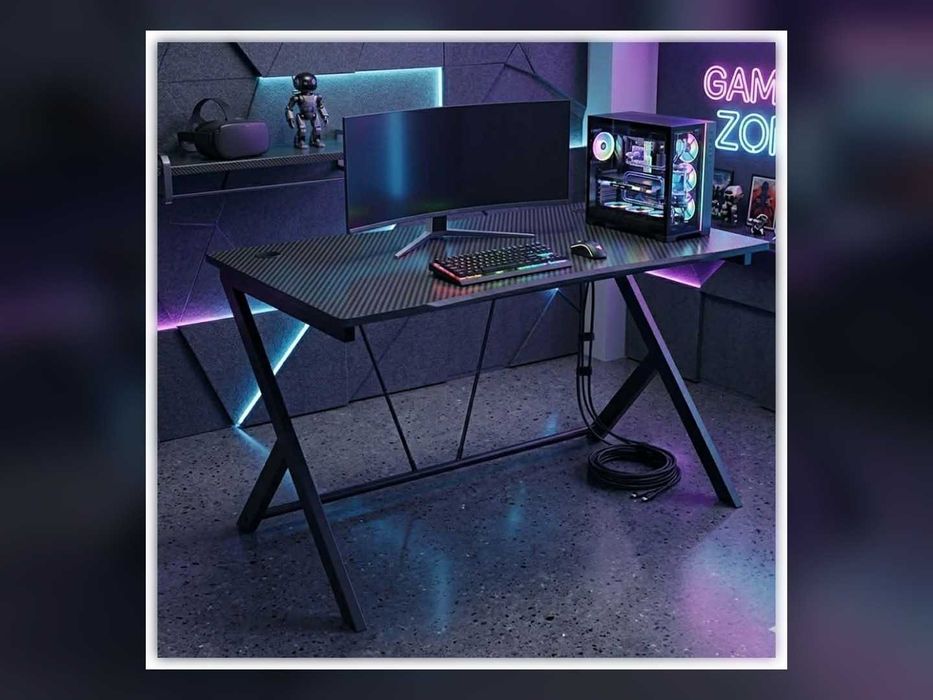 Nowe Biurko Gamingowe 100 cm Czarny Carbon Loft Stolik Komputerowy dla Gracza Młodzieżowe