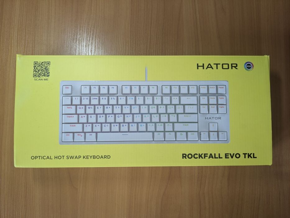 Клавіатура HATOR ROCKFALL EVO TKL, чисто біла, механічно-оптична. Відмінний стан.