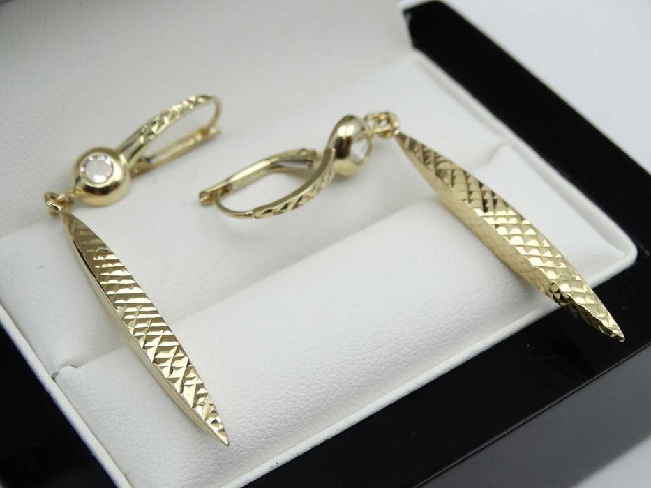 Piękne Złote Kolczyki z Cyrkonią 4,11g P585 Wiszące