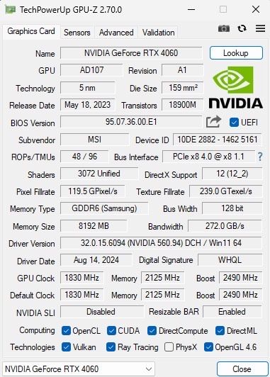 Placa Gráfica MSI GeForce RTX 4060 Ventus 2X White OC 8GB GDDR6