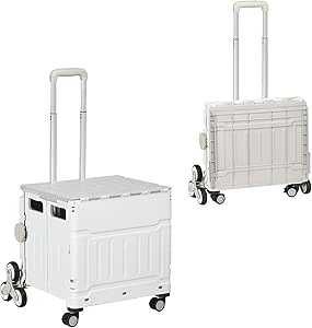 Wózek na zakupy składany HOMCOM 80kg 51L kółka schodowe biały