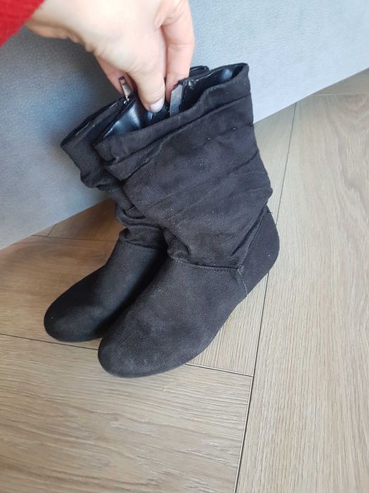 Czarne botki dziewczęce materiałowe 31
