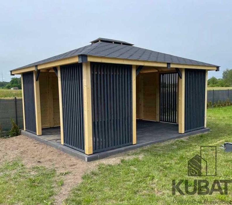 Nowoczesna altana ogrodowa 4x5 | altana drewniana| altana z lamelami