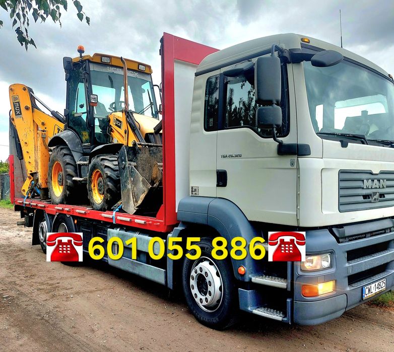 TRANSPORT platforma  przewóz ciągników , maszyn budowlanych .