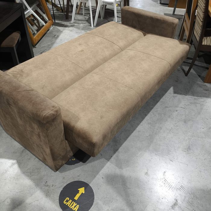 Sofá-Cama Tecido Castanho