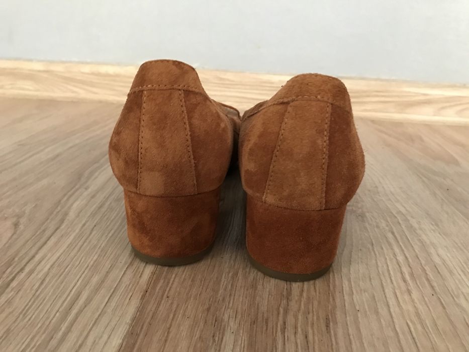 Högl czółenka na klocku 38 skóra zamsz