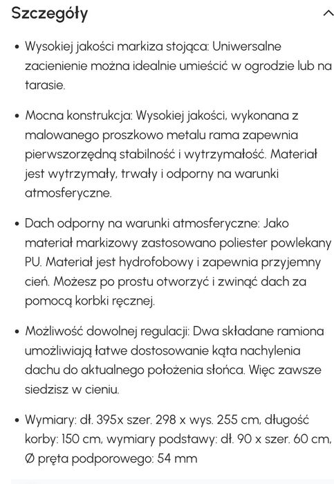 Markiza stojąca dwustronna