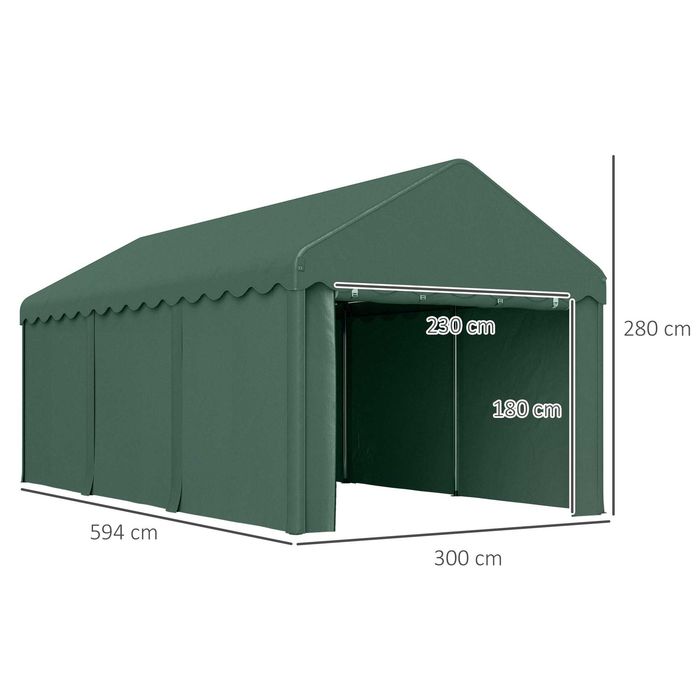 Garagem 6x3 m Impermeável – Garagem Portátil com Laterais Desmontáveis