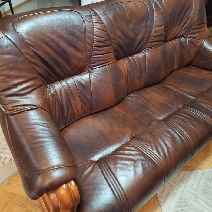 Kanapa, wersalka rozkładana  skóra  naturalna