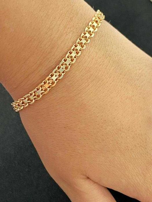 Позолоченная Цепочка "Панцирное Плетение" + Крестик +Браслет. Позолота