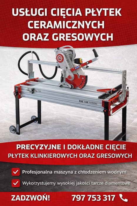 Cięcie Płytek gresowych oraz ceramicznych DOJAZ oraz WYNAJEM