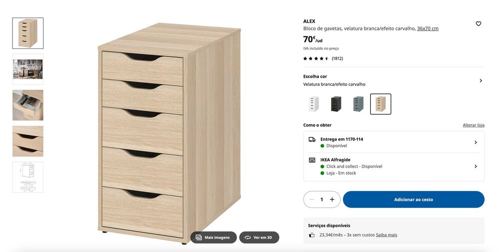 Secretária LAGKAPTEN / ALEX
Ikea com gaveteiro