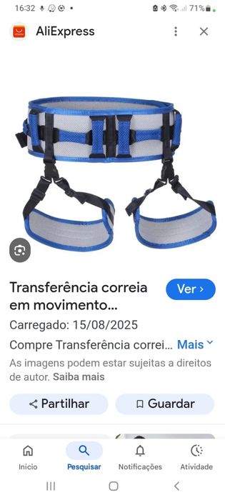 Cinta de elevação para idosos