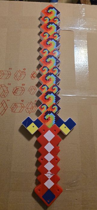 Дитячий піксельний алмазний меч Minecraft зі світлом та звуком синій,