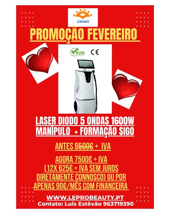 Laser Diodo 5 Ondas 1600W manípulo +  garantia + Curso DG