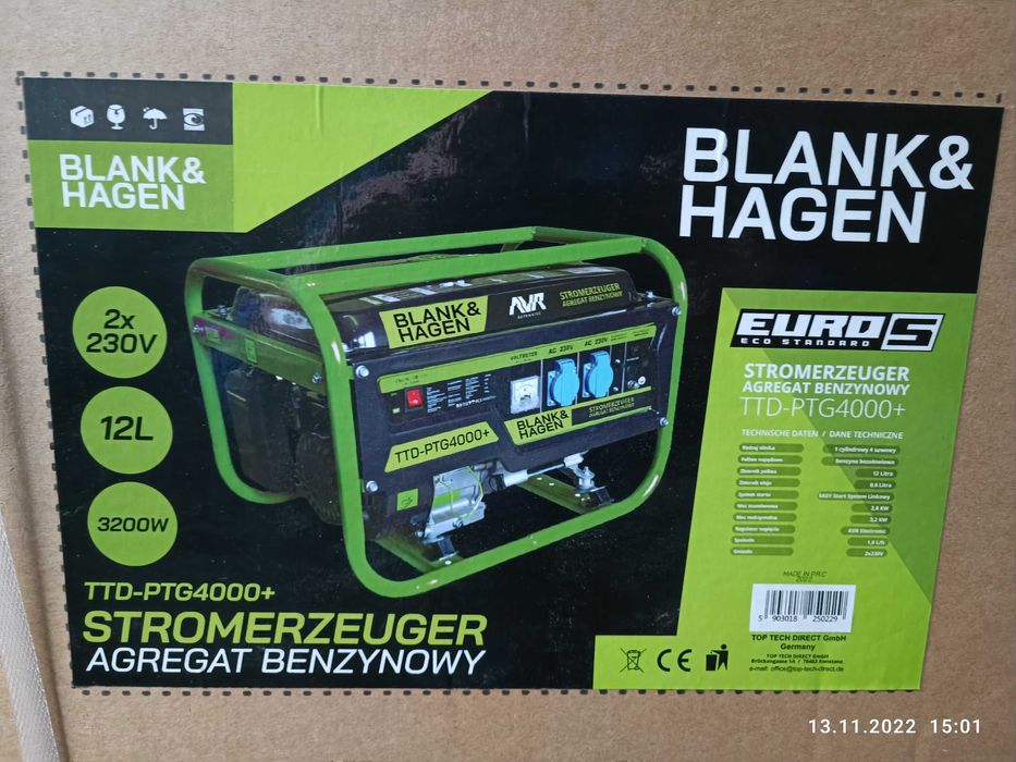 Генератор бензиновий BLANK&HAGEN TTD-PTG4000+ 230/12V 3.2kW