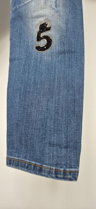 Spodnie damskie jeans z naszywkami S 36