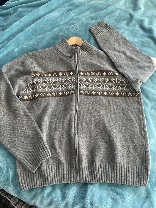 TCM Szary wełniany sweter męski rozpinany XL