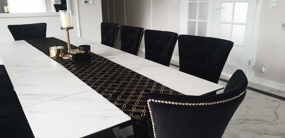 Krzesło tapicerowane pikowane z pinezkami nowoczesne zestaw