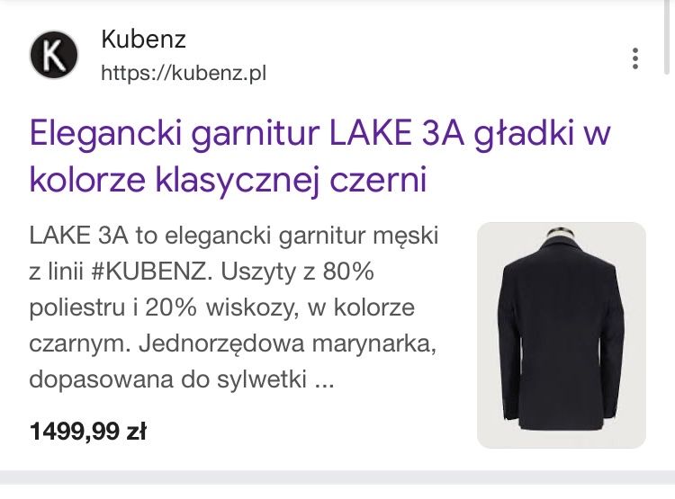 Garnitur męski KUBENZ
