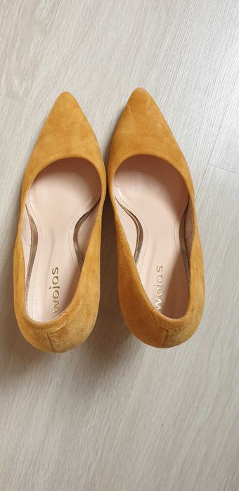 Czółenka szpilki skóra żółte Wojas rozmiar 37