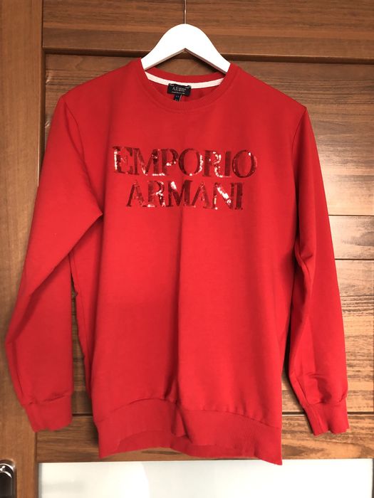 Bluza Emporio Armani czerwona cienka rozm S/ M logo cekiny
