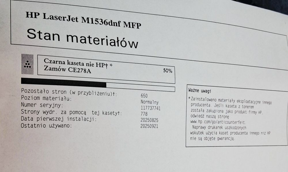 Drukarka Laserowa HP LaserJet 1536dnf  duplex sieć