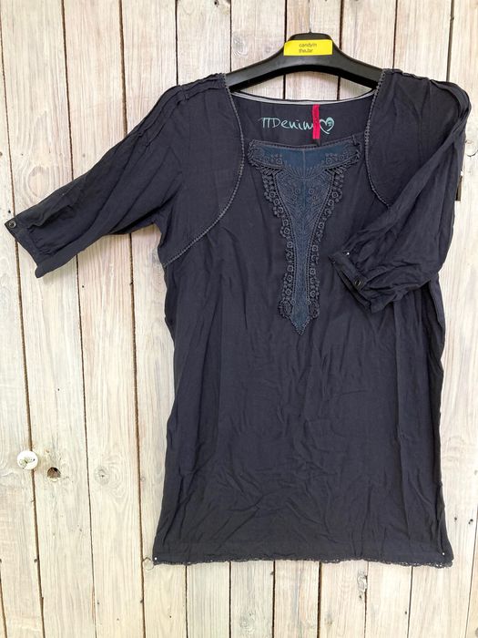 Tom Tailor DENIM, koszula/ pidżama, rękaw 1/2, XL, szary-granat,