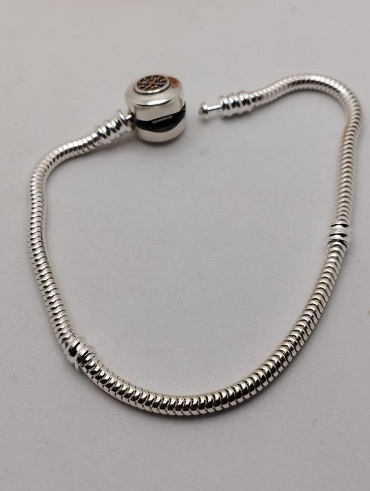 Srebrna bransoletka, Pandora, próba 925, długość 20 cm