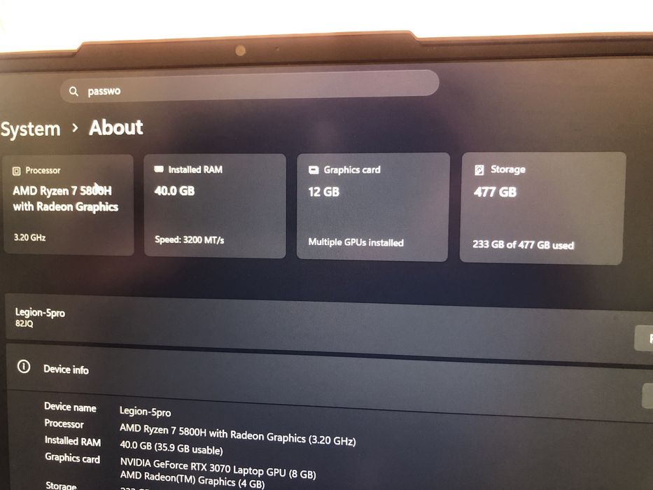 Lenovo legion 5 pro excelente estado sem dano