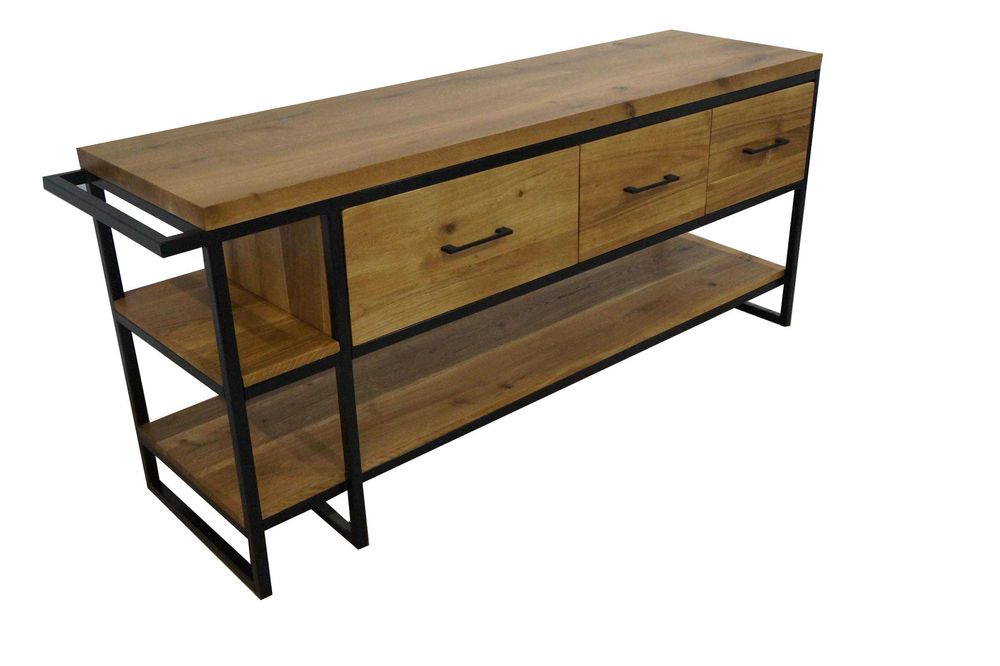 Drewniana szafka pod umywalkę loft lity dąb 180 cm